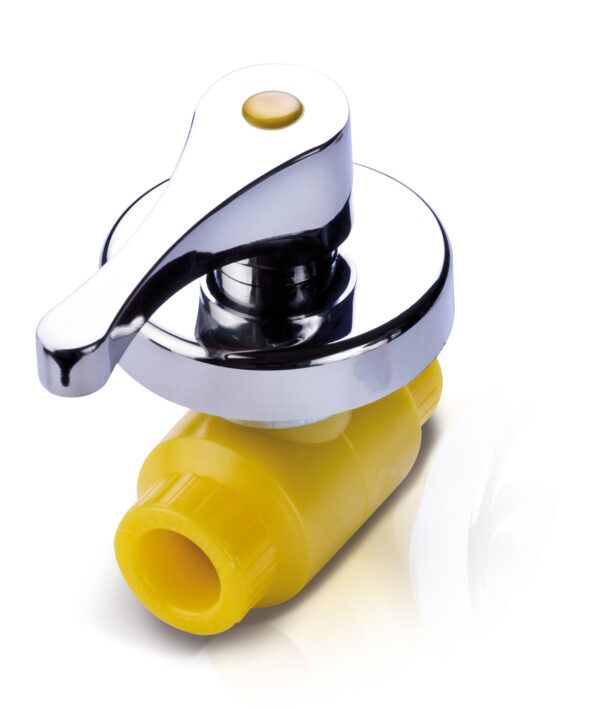 LLAVE DE PASO FUSION CON ROSETA Y MANIVELA CROMADA - FUSION GAS.